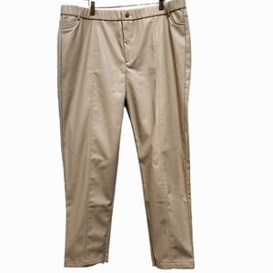 NEW Hilary MacMillan Vegan Faux Leather Tan-Stone Plus Size Trouser Pant (2X)